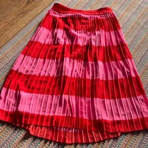 J. Crew Striped Red and Pink A-Line Skirt
